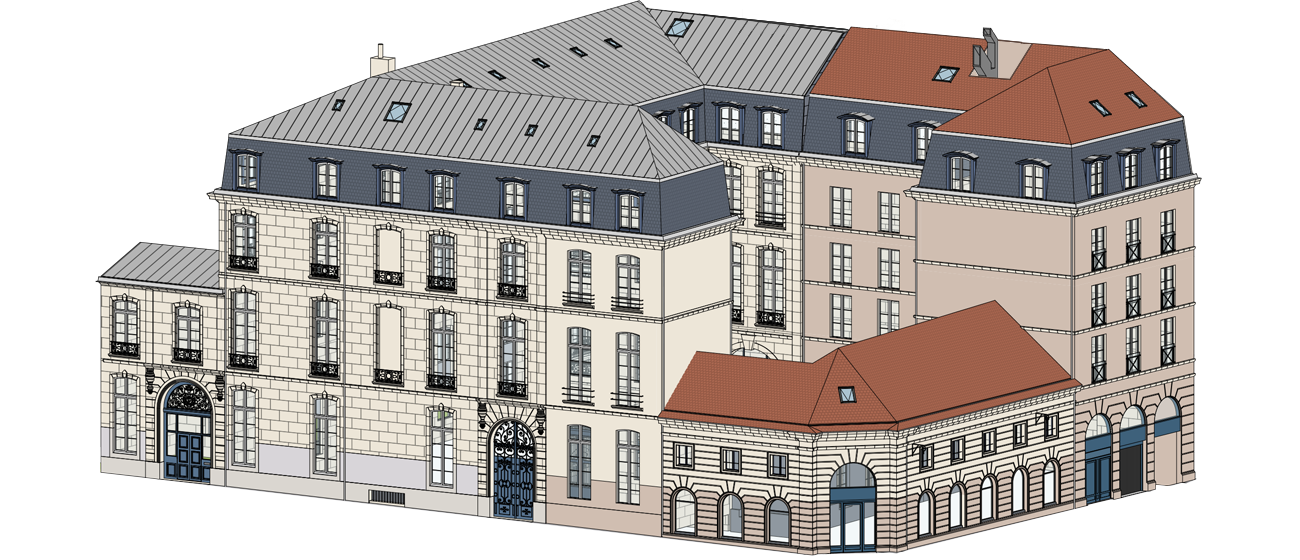 Dessin 3D d'une maquette BIM d'immeuble